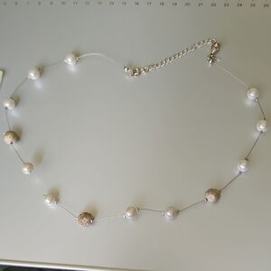 Multi gem SIMULATED PEARL THINLINE Necklace VINTAGE